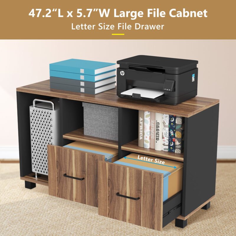 L-Shaped Desk, 70.9" Computer Desk with Power Outlet and File Cabinet - Image 7