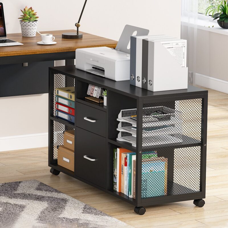 File Cabinet, 2-Drawer Mobile Filing Cabinets Printer Stand - Image 4