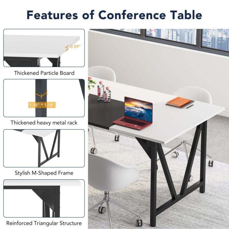 Conference Table, Rectangular 6FT Meeting Table Desk with Splicing Board - Image 6