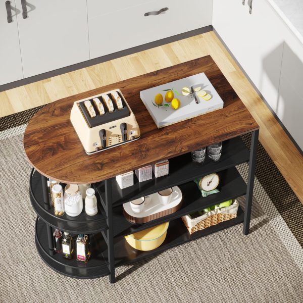 43" Kitchen Island Table with 2 Side Spice Rack & 3 Open Storage Shelves - Image 5