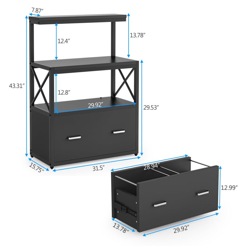 File Cabinet, Lateral Printer Stand with Drawer & Shelves - Image 8