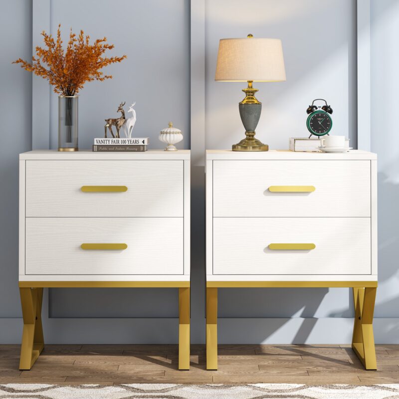 Nightstand, Modern Bedside Sofa Table with 2 Storage Drawers - Image 8