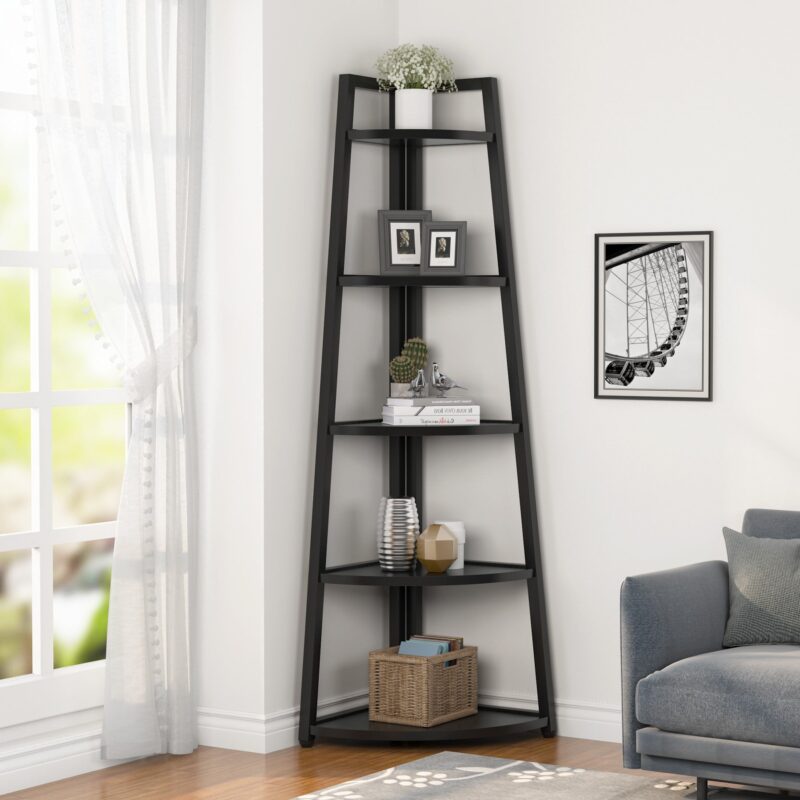 Corner Shelf, 70" Tall Corner Ladder Shelf Small Bookshelf - Image 10