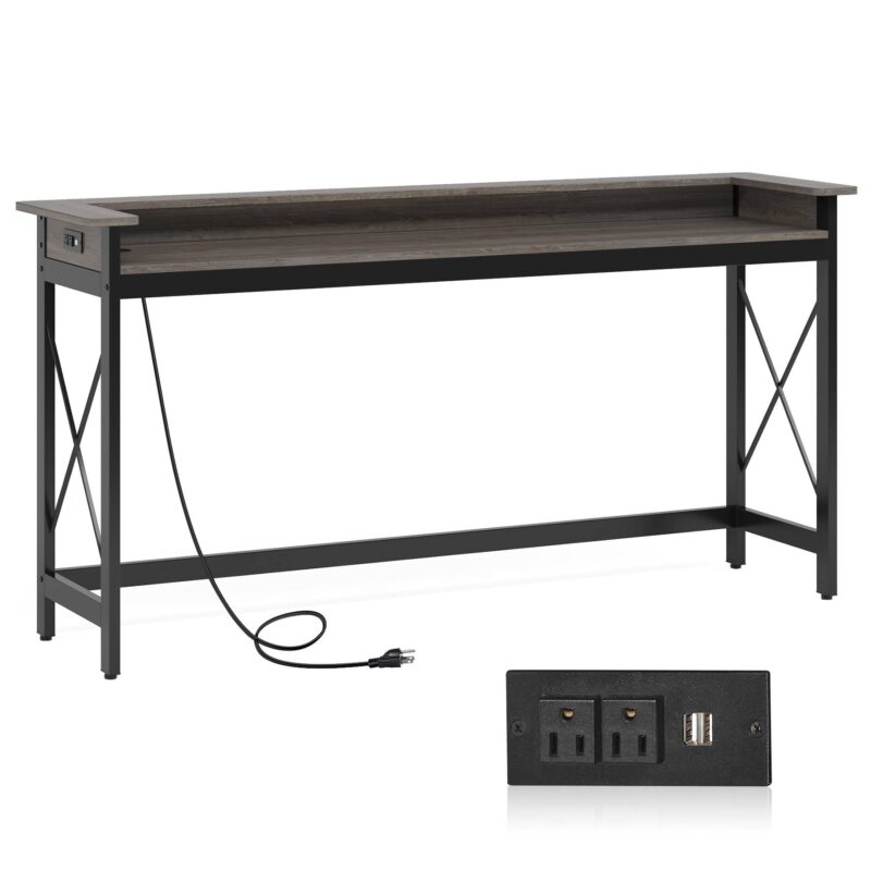 Console Table, 70.9" Sofa Table with Outlets and USB Ports - Image 8