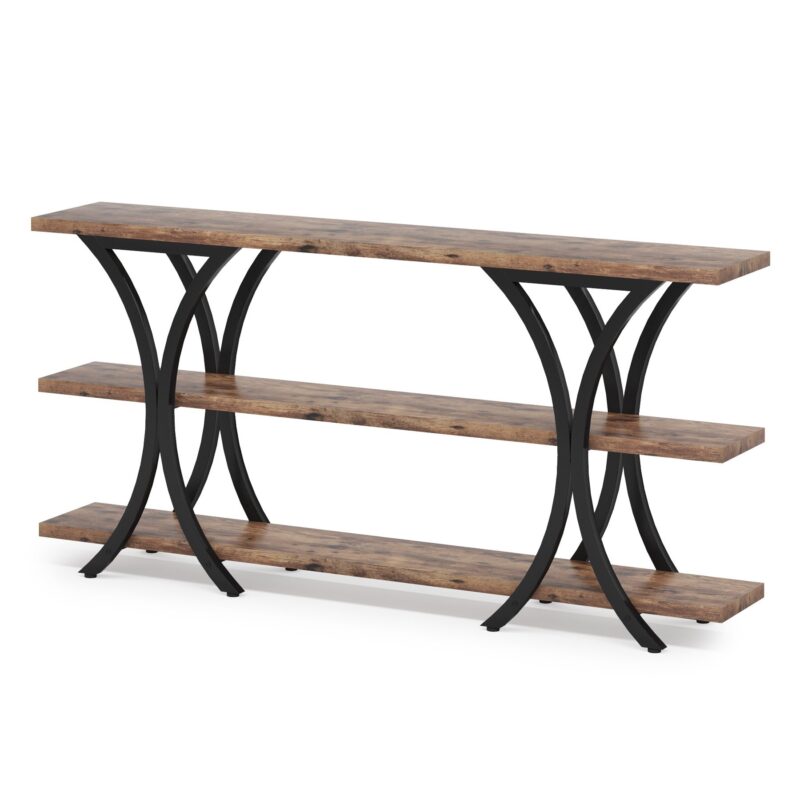 Console Table, Industrial Entryway Sofa Table with 3-Tier Shelves - Image 2