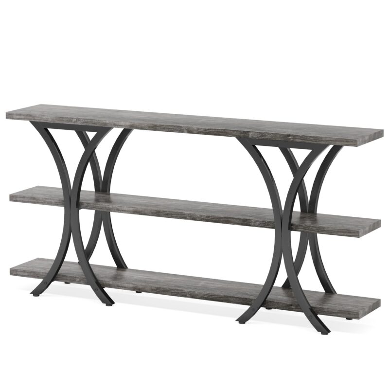 Console Table, Industrial Entryway Sofa Table with 3-Tier Shelves - Image 8