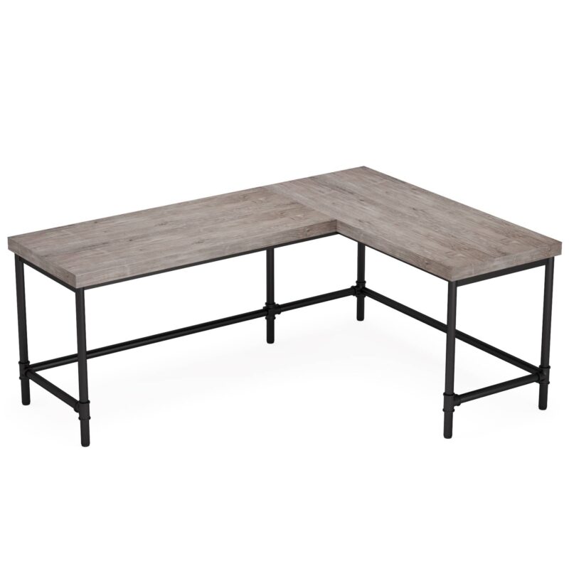 L-Shaped Desk, 67" Industrial Reversible Computer Corner Desk - Image 9