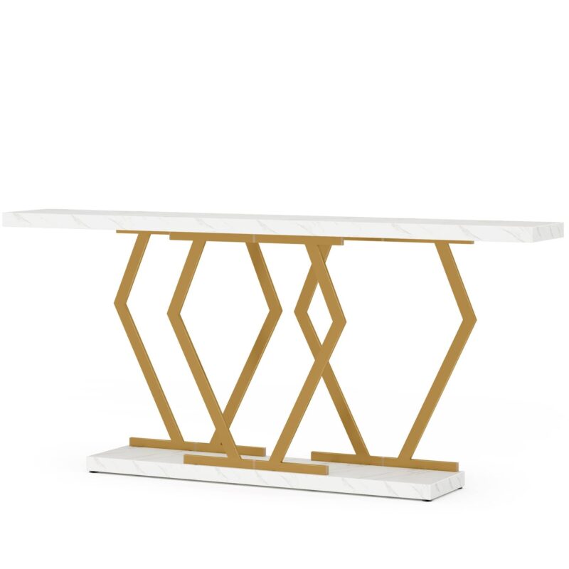 Console Table, Modern 70.9" Sofa Table with Faux Marble Tabletop - Image 2