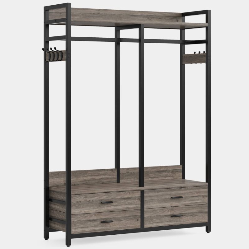 Freestanding Closet Organizer, Garment Rack with Drawers & Shelves - Image 9