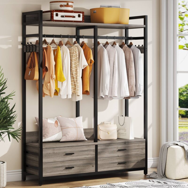 Freestanding Closet Organizer, Garment Rack with Drawers & Shelves - Image 8