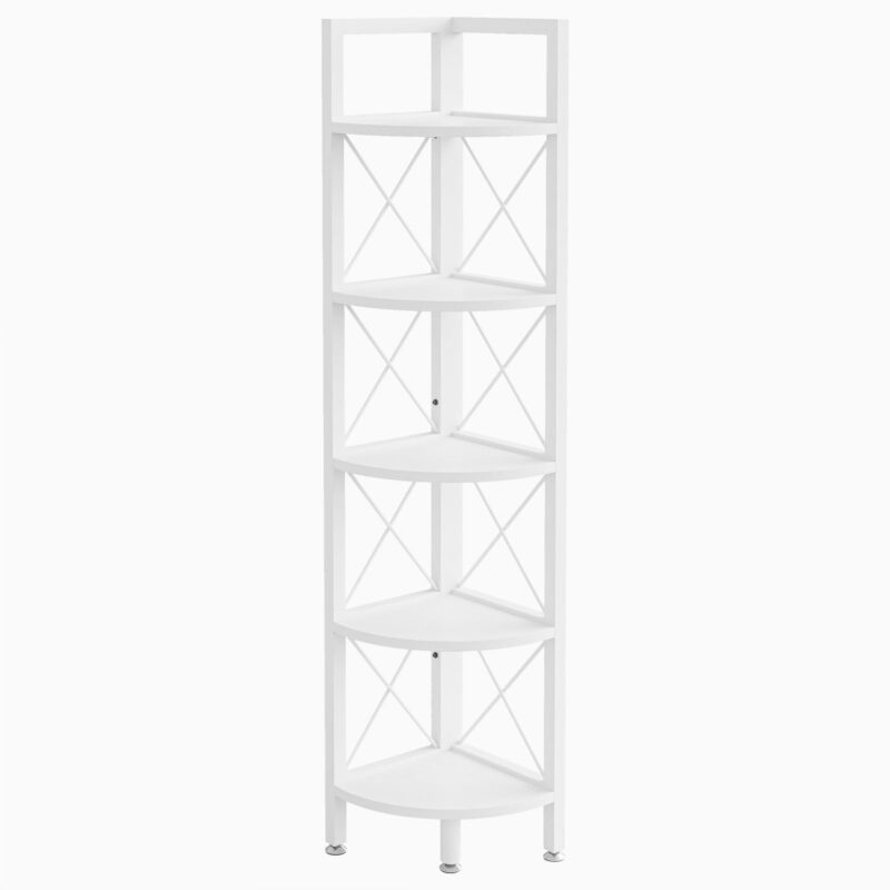 5 Tiers Corner Shelf, 63" Tall Corner Bookshelf & Bookcase - Image 8