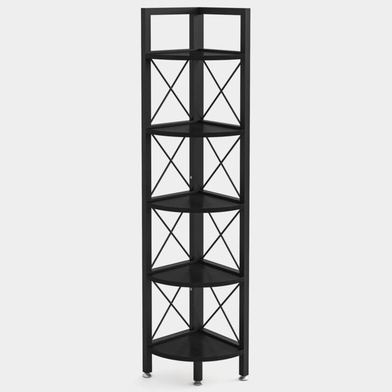 5 Tiers Corner Shelf, 63" Tall Corner Bookshelf & Bookcase - Image 10