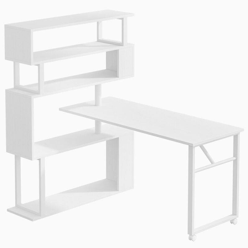 Rotating Desk, Reversible Computer Desk with 5 Shelves - Image 2