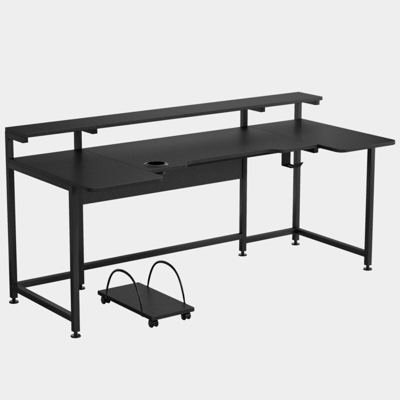 Gaming Desk, 74.8 Inches U Shaped Computer Desk with Hutch - Image 2