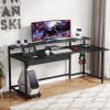 Gaming Desk, 190 CM U Shaped Computer Desk with Hutch