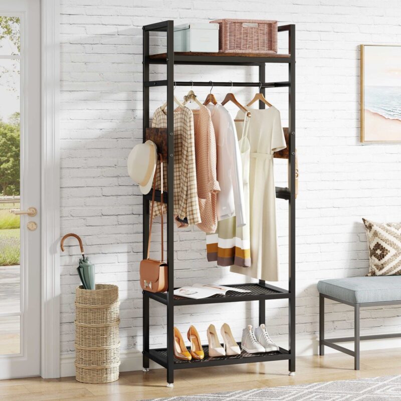 Freestanding Closet Organizer, Entryway Coat Garments Rack