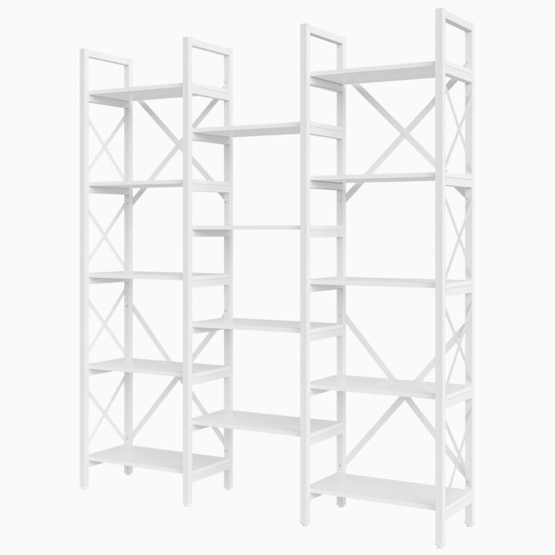 Bookshelf, 59" Triple Wide 5-Shelf Bookcase Display Rack - Image 8