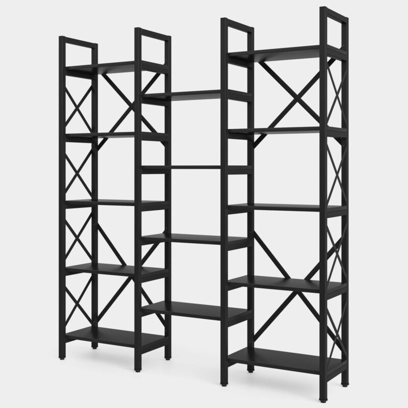 Bookshelf, 59" Triple Wide 5-Shelf Bookcase Display Rack - Image 10