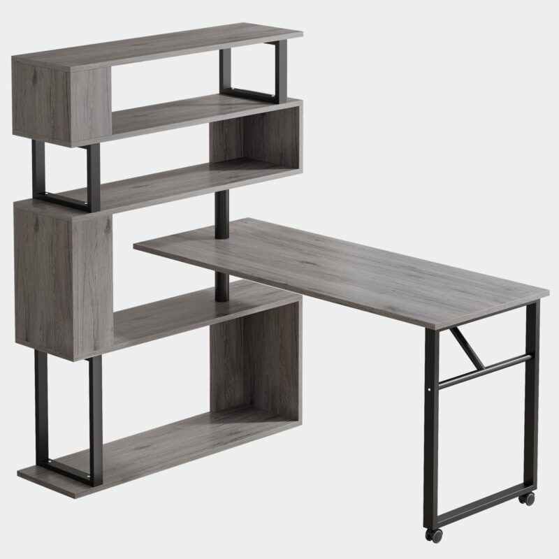 Rotating Desk, Reversible Computer Desk with 5 Shelves - Image 14