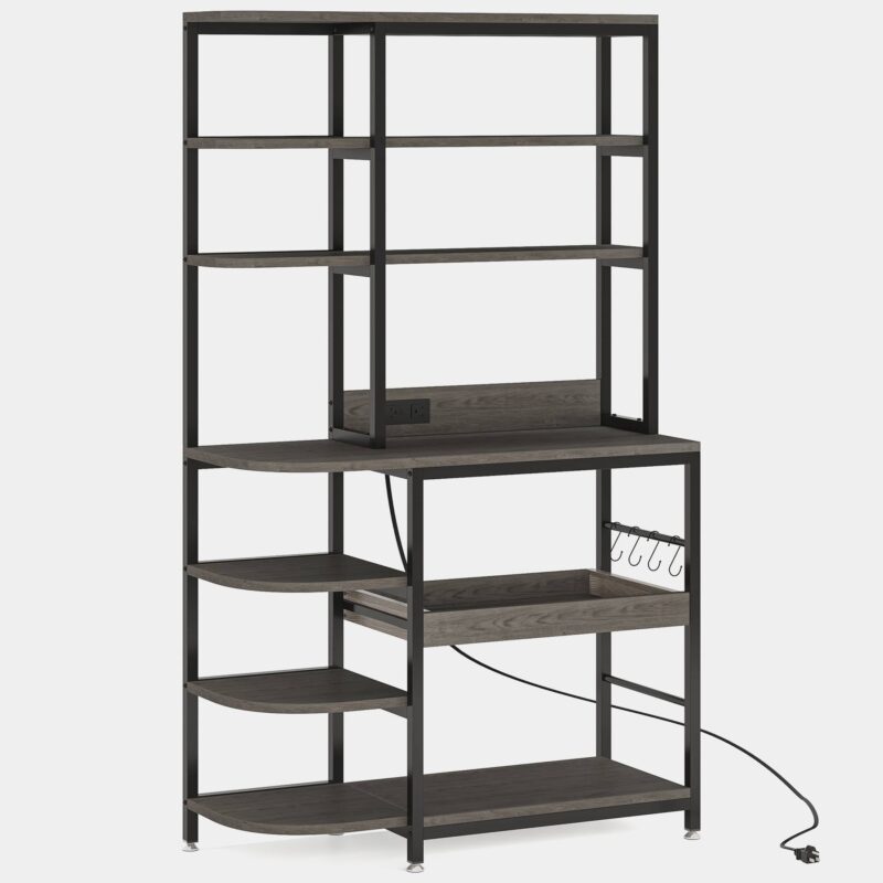 10-Tier Kitchen Bakers Rack with Power Outlets & Pull-Out Drawer - Image 7