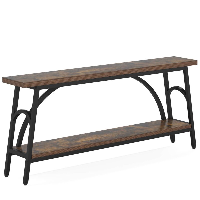 Console Table, 70.8” Sofa Tables Entryway Table with 2 Tier Wood Shelves - Image 2