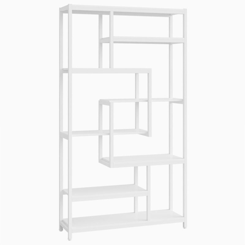 8-Shelves Staggered Bookshelf,  Industrial Etagere Bookcase - Image 10