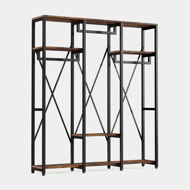 Freestanding Closet Organizer, Industrial 3 Rod Garment Rack - Image 2