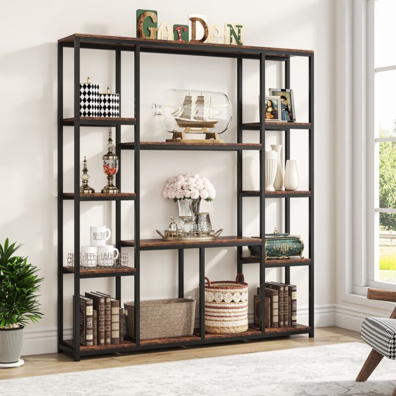 Bookcase, 12-Open Etagere Bookcase Display Rack Shelf