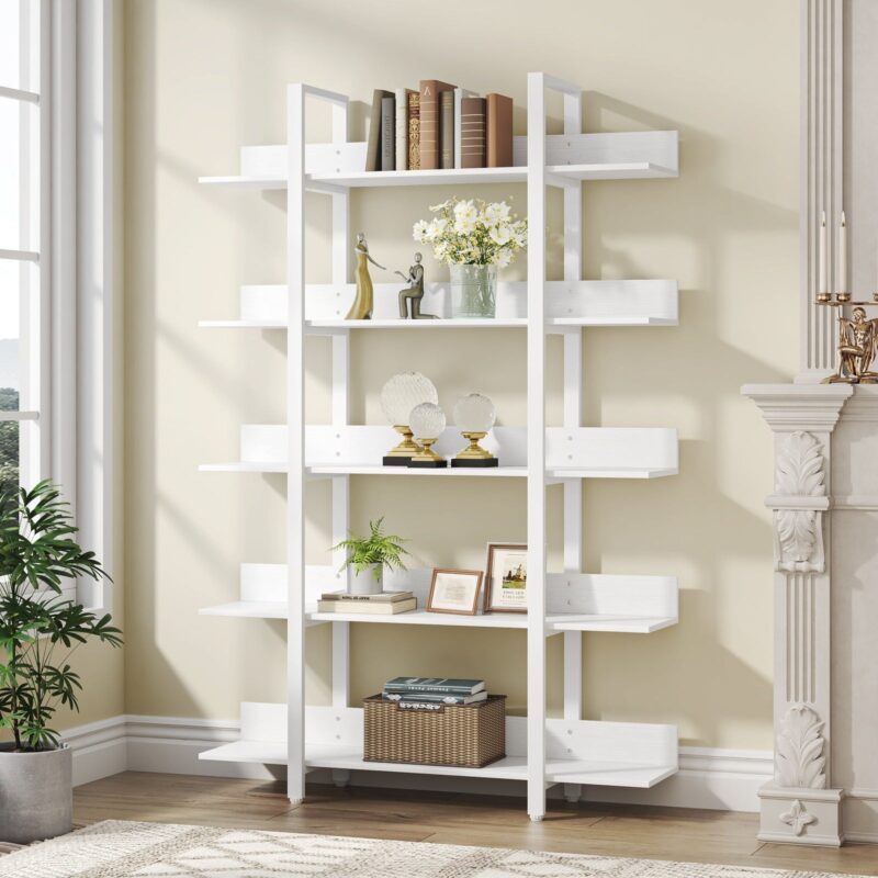 5-Tier Bookshelf, Industrial 5-Shelf Etagere Bookcase - Image 7