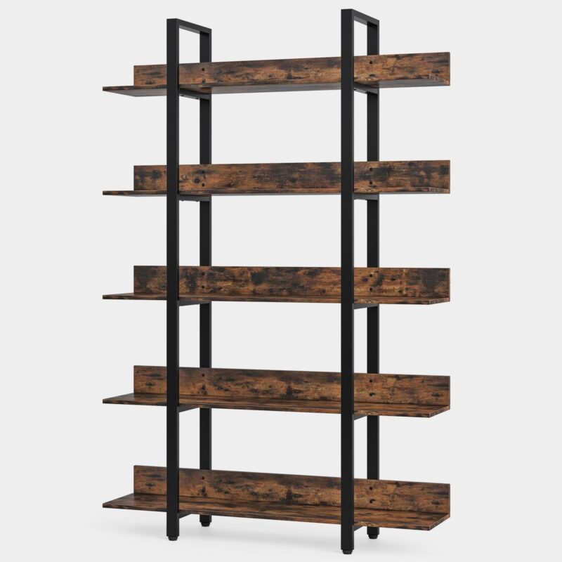 5-Tier Bookshelf, Industrial 5-Shelf Etagere Bookcase - Image 2