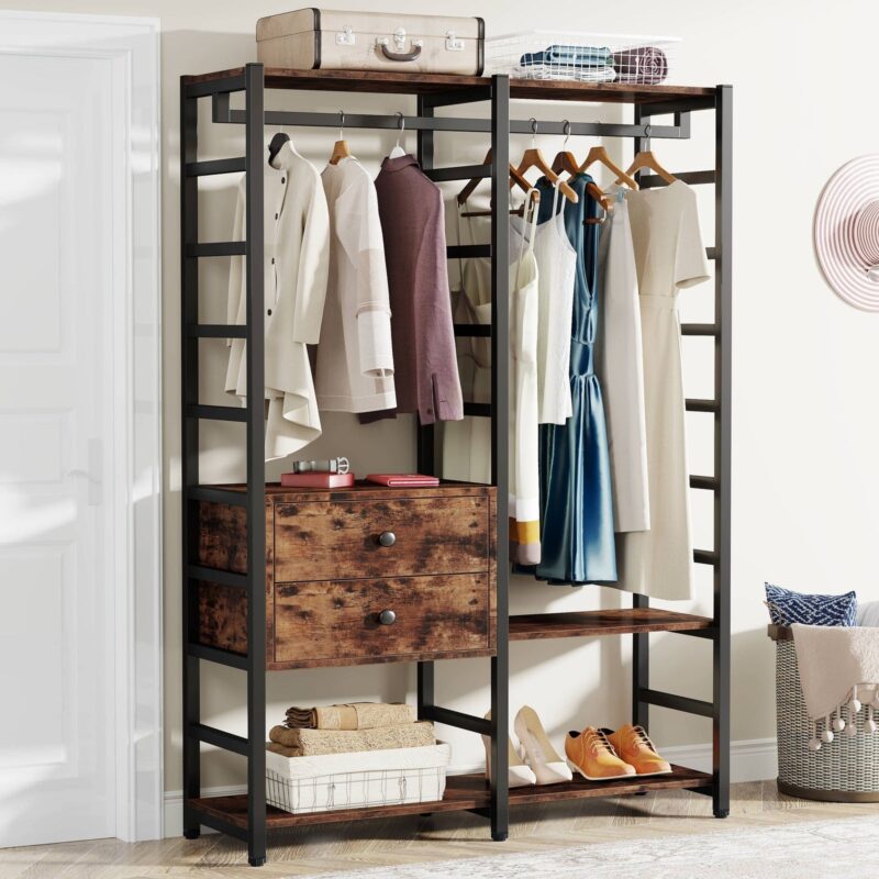 Freestanding Closet Organizer, Heavy Duty Clothes Rack