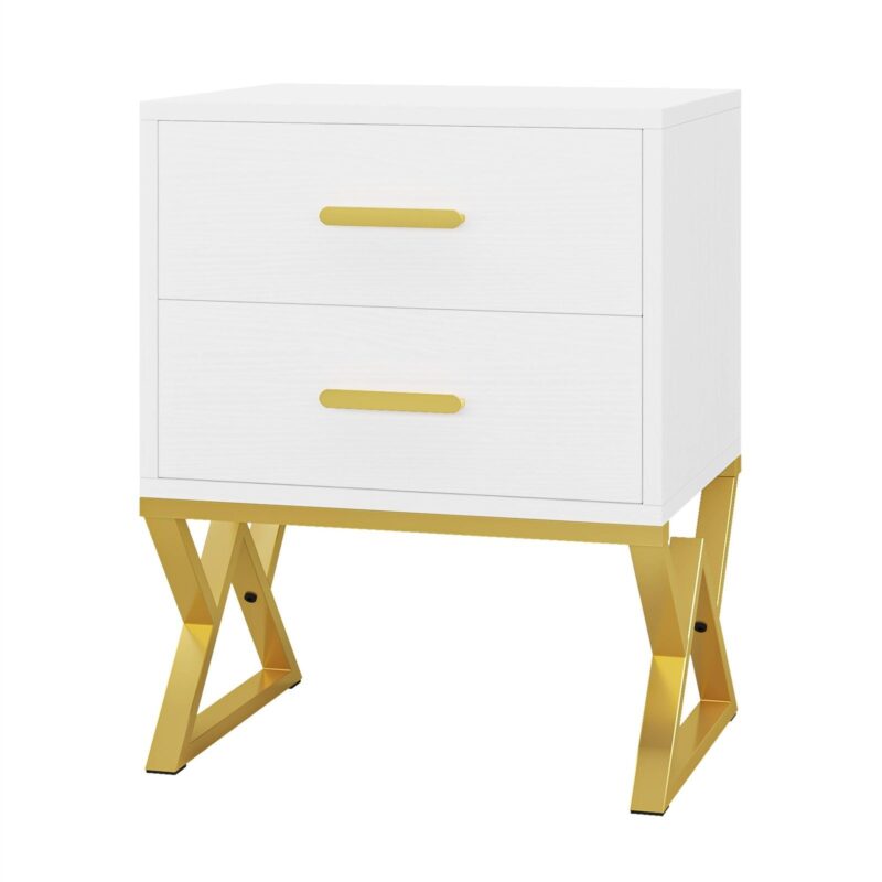 Nightstand, Modern Bedside Sofa Table with 2 Storage Drawers - Image 2