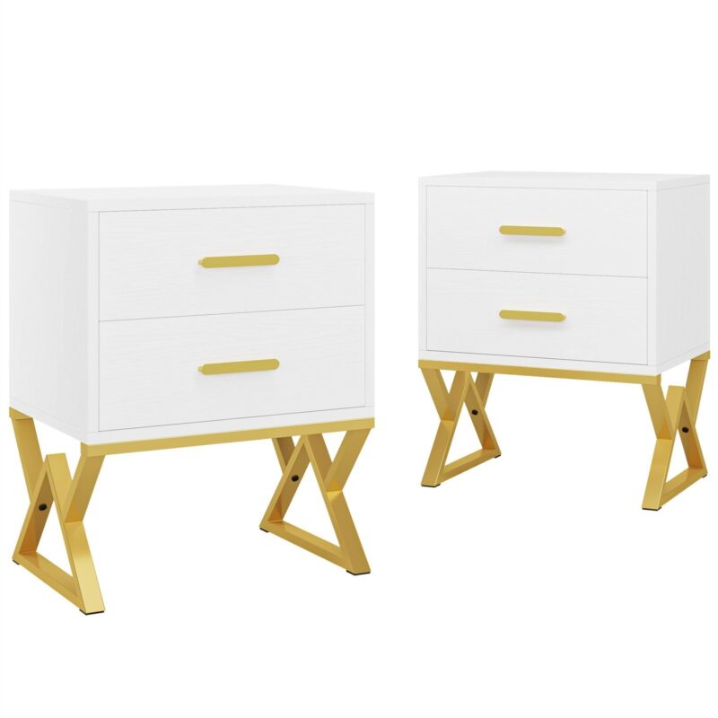 Nightstand, Modern Bedside Sofa Table with 2 Storage Drawers - Image 7