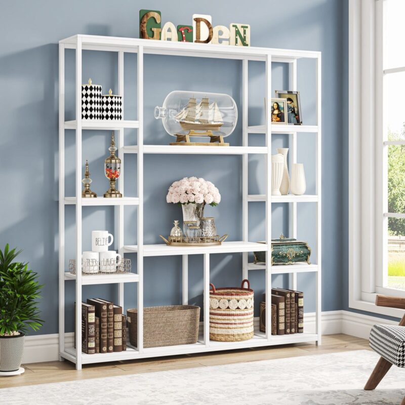 Bookcase, 12-Open Etagere Bookcase Display Rack Shelf - Image 7