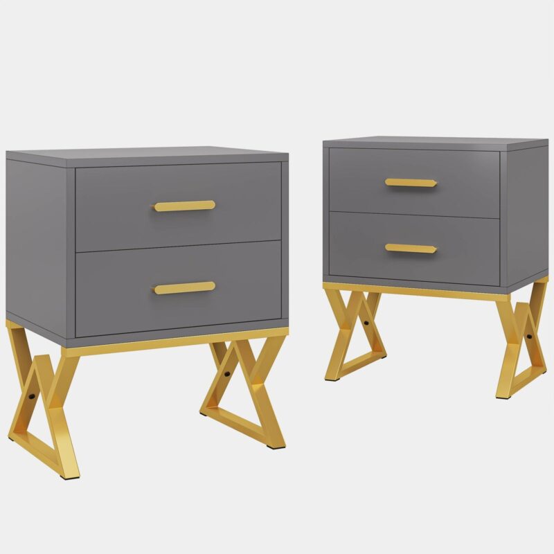 Nightstand, Modern Bedside Sofa Table with 2 Storage Drawers - Image 11