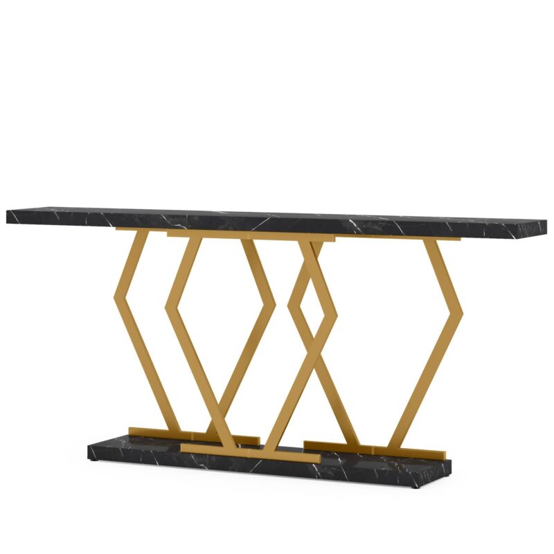 Console Table, Modern 70.9" Sofa Table with Faux Marble Tabletop - Image 8