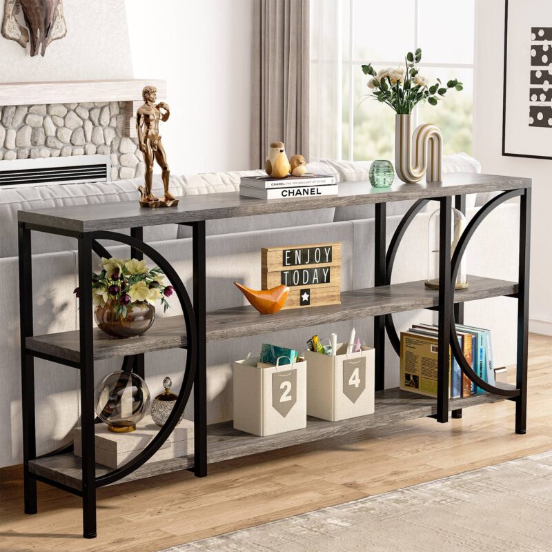 Console Table, 70.86" Sofa Entryway Table with 3 Tier Storage Shelves - Image 8