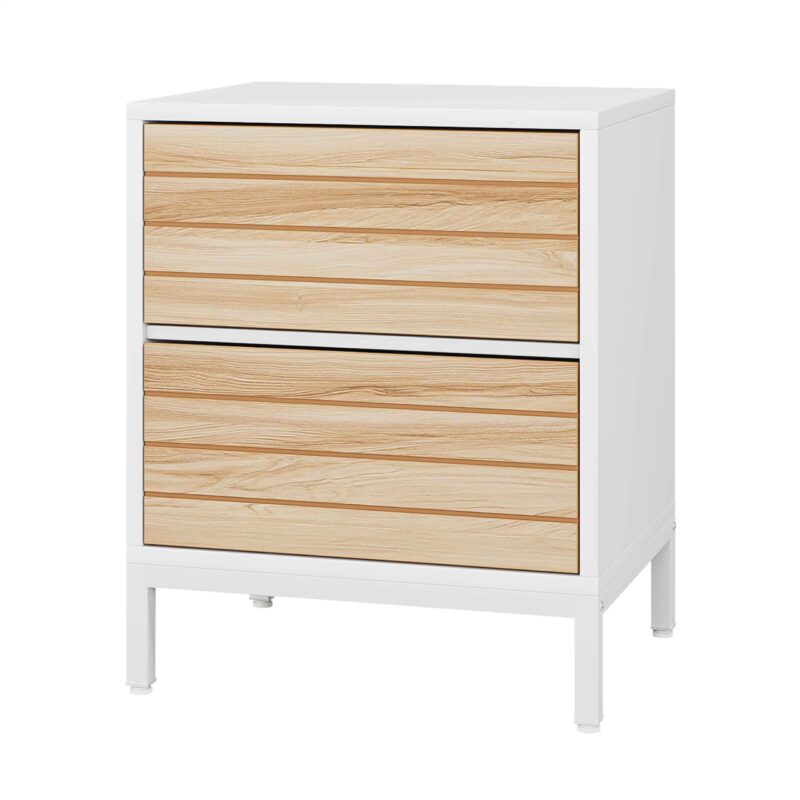 Nightstand, Wood End Table Bedside Table with 2-Drawer - Image 2