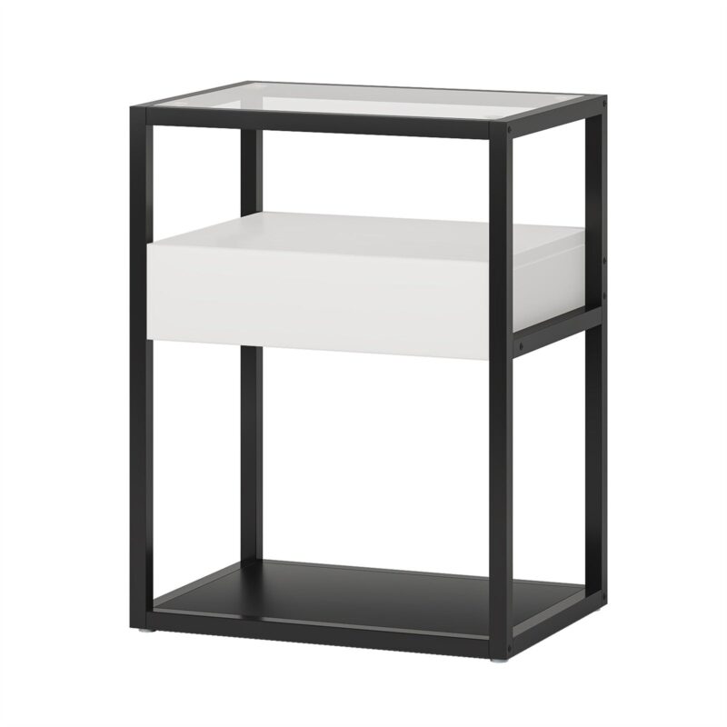 Nightstand, Modern Side End Table with Drawer and Shelf - Image 3