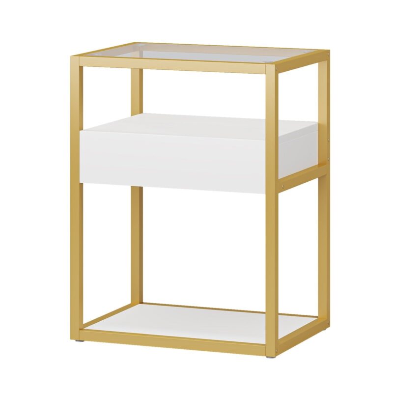 Nightstand, Modern Side End Table with Drawer and Shelf - Image 9