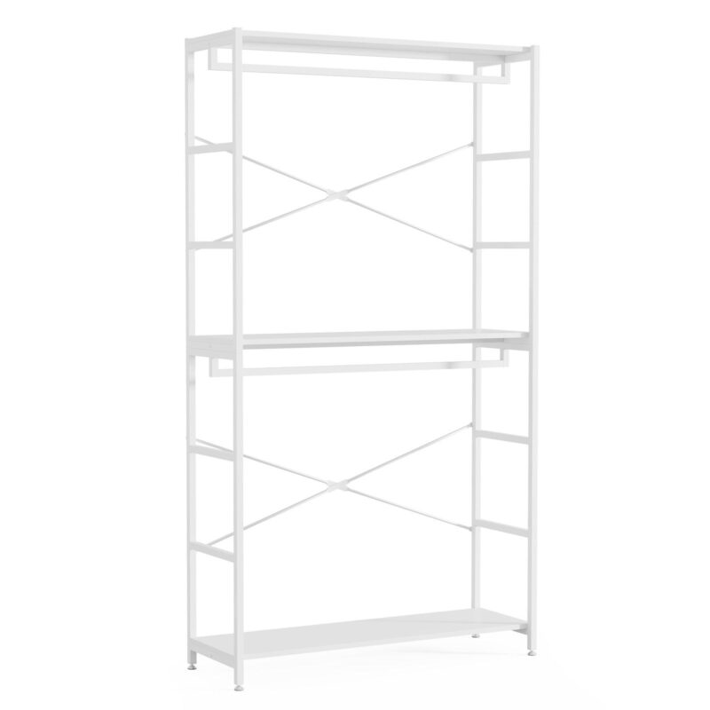 Freestanding Closet Organizer, 86" Garment Rack with Shelves & Hanging Rods - Image 10