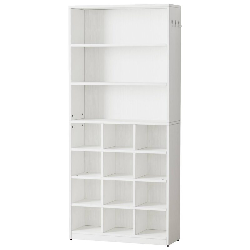 Shoe Cabinet, Freestanding Shoe Rack with Side Hooks - Image 2