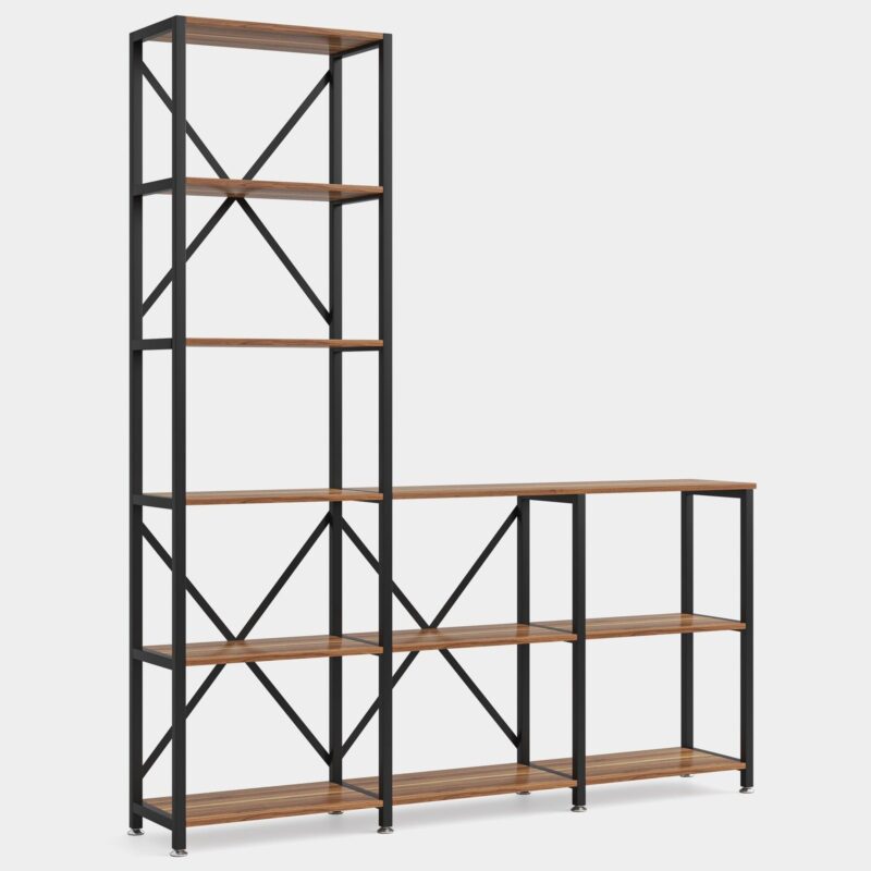 9 Shelves Bookshelves, Industrial Ladder Corner Etagere Bookcase - Image 2