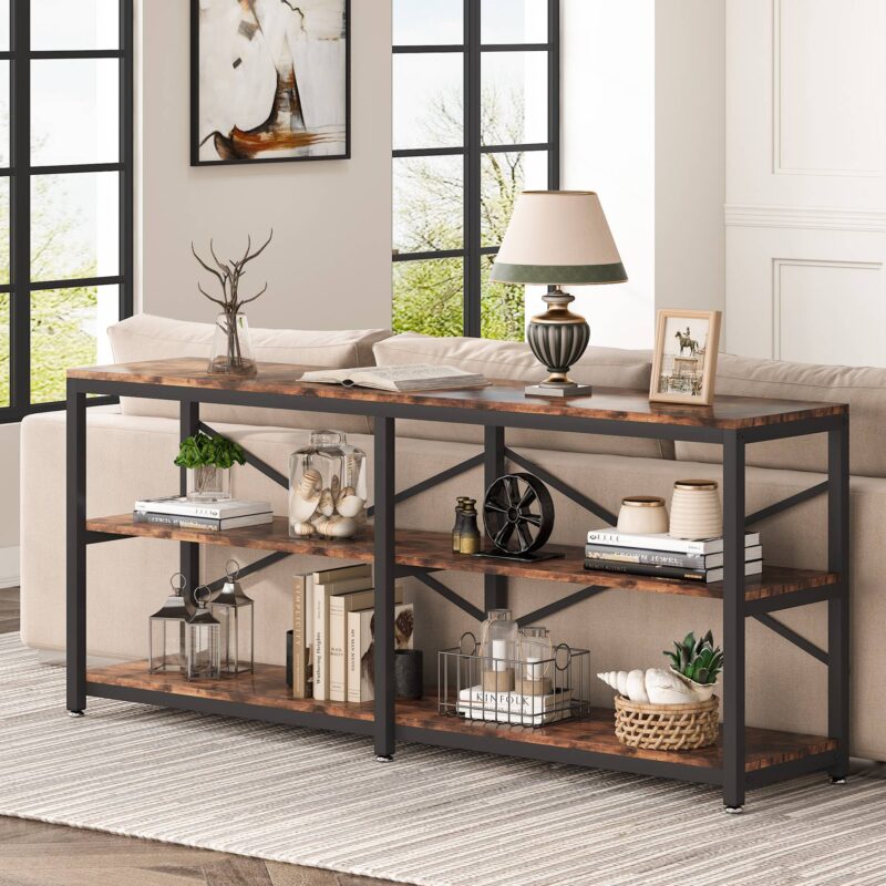 Console Table, 70.9 inch Long Sofa Table with Storage Shelves