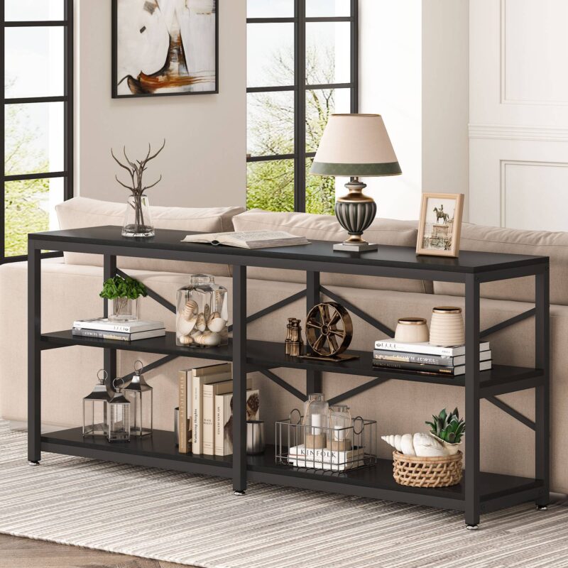 Console Table, 70.9 inch Long Sofa Table with Storage Shelves - Image 9