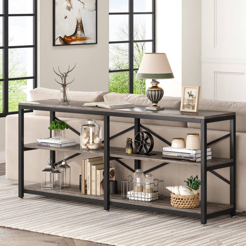 Console Table, 70.9 inch Long Sofa Table with Storage Shelves - Image 7