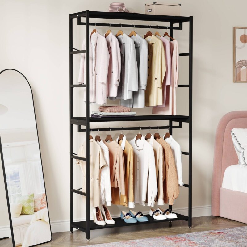 Freestanding Closet Organizer, 86" Garment Rack with Shelves & Hanging Rods - Image 7