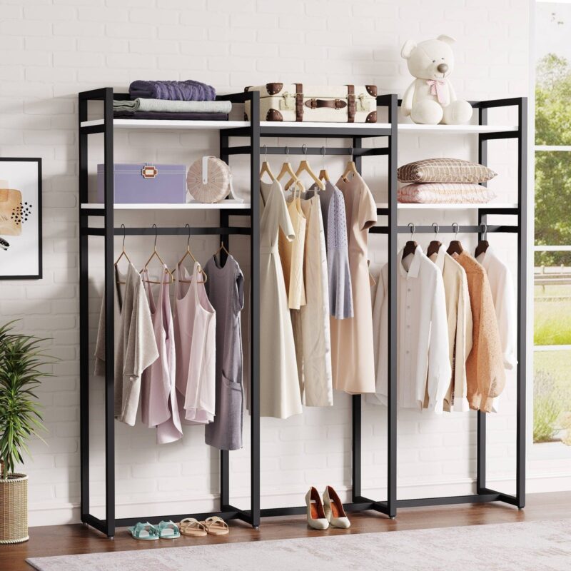 Freestanding Closet Organizer, 75 inch Heavy Duty Garment Rack