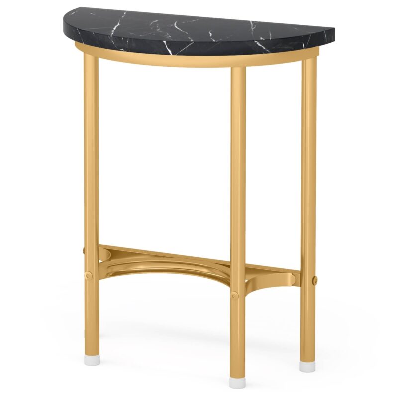 End Table, 20'' Half Round Faux Marble Side Table - Image 9