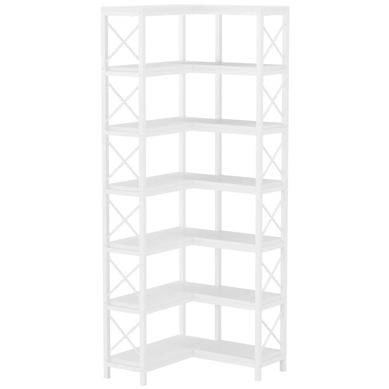 Corner Bookshelf, 7-Tier Tall Corner Bookcase Storage Display Rack - Image 9